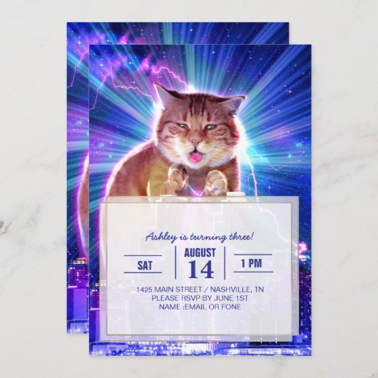 Catzilla Einladung (Vorne/Hinten)