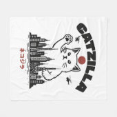 Catzilla - Funny Cat Godzilla Parody Fleecedecke (Vorderseite (Horizontal))