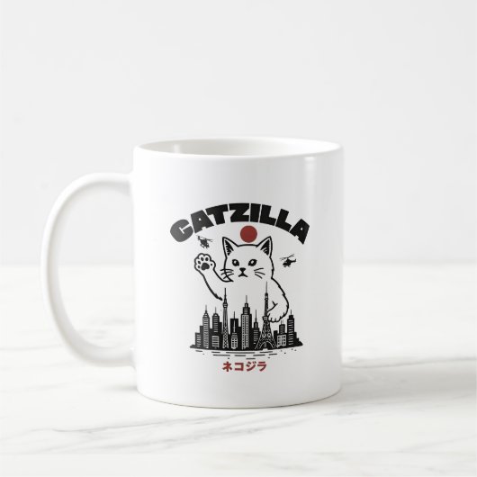 Catzilla - Funny Cat Godzilla Parody Kaffeetasse (Links)