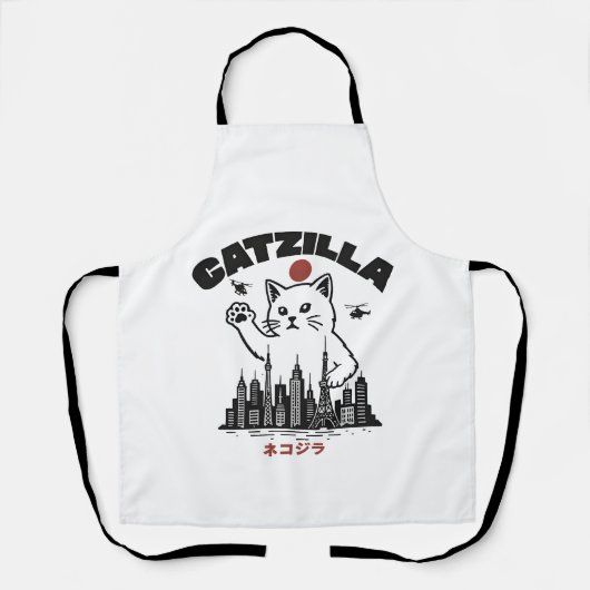 Catzilla - Funny Cat Godzilla Parody Schürze (Vorderseite)