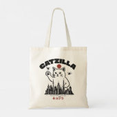 Catzilla - Funny Cat Godzilla Parody Tragetasche (Rückseite)
