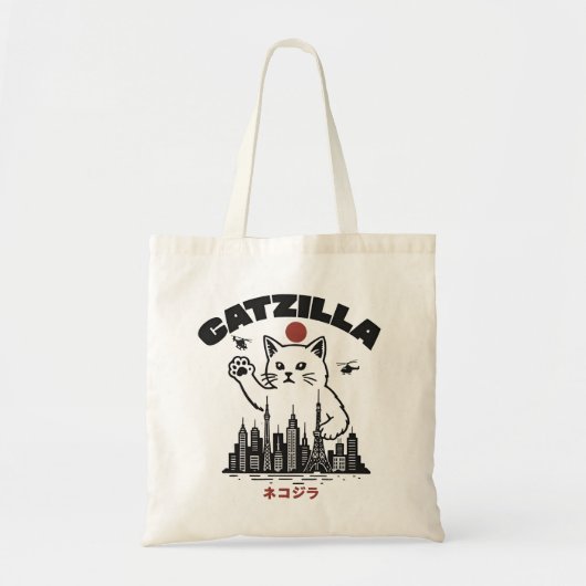 Catzilla - Funny Cat Godzilla Parody Tragetasche (Vorne)