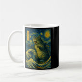 Catzilla Funny Cat Japanisch Art Starry Night Wave Kaffeetasse (Links)
