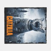 Catzilla Funny Cat Meme Fleece Blanket (Vorderseite (Horizontal))