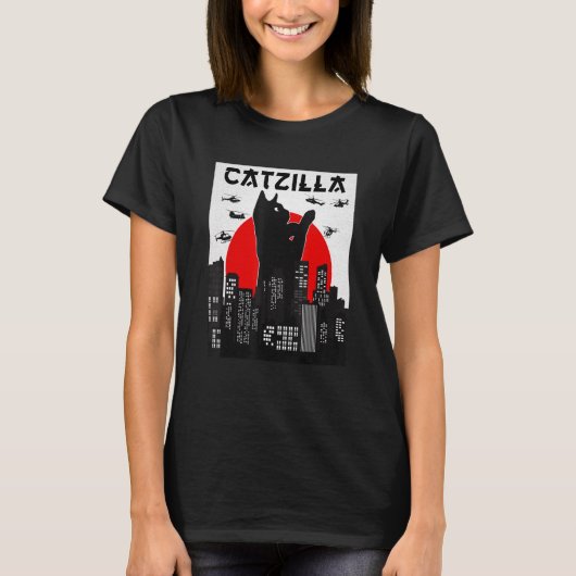 Catzilla Funny Cat Shirt, Funny Cat T-shirt, Cat L T-Shirt (Vorderseite)
