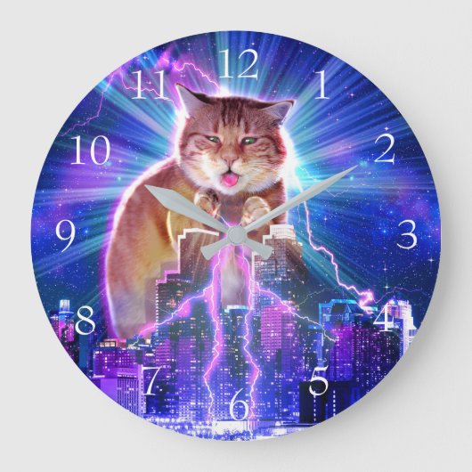 Catzilla Große Wanduhr (Vorderseite)