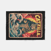 Catzilla Japanese Art Funny Cat Vintag Graphic Fleecedecke (Vorderseite (Horizontal))