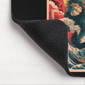 Catzilla Japanese Art Funny Cat Vintag Graphic Mousepad (Ecke)
