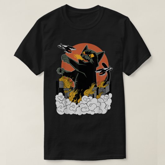 Catzilla Japanese Fire Cat Kaiju Art T-Shirt (Design vorne)