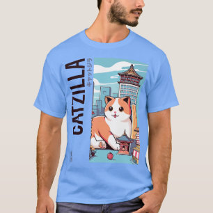 Catzilla Japanese Funny Cat Kawaii Parody Vintag T-Shirt