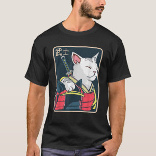 Catzilla japanische Katzenkunst Katana-Schwert Ani T-Shirt