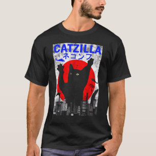 Catzilla Japanischer Sonnenuntergangs-Stil Katze K T-Shirt