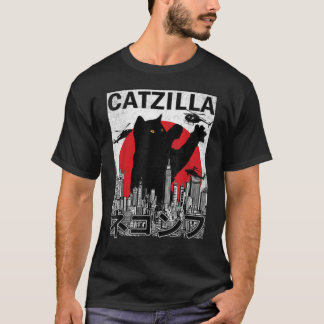 Catzilla Japanisches Vintage-Sonnenuntergangs-Klas T-Shirt