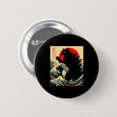 Catzilla Katze Japanische Kunst Lustig Für Männer Button (Vorne & Hinten)