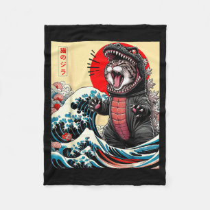 Catzilla Katze japanische Kunst lustige Katze für Fleecedecke