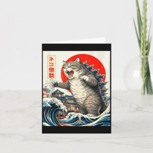 Catzilla Katze japanische Kunst lustige Katze Graf Karte