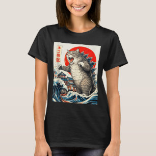 Catzilla Katze japanische Kunst Lustige Katze Graf T-Shirt