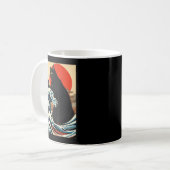 Catzilla Katze japanische Kunst lustige Katze Kawa Kaffeetasse (Vorderseite Links)