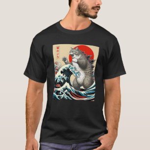 Catzilla Katze Japanische Kunst Lustige Katzen Ges T-Shirt