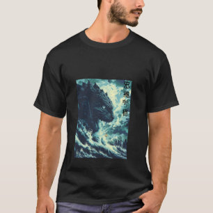 Catzilla Katze Japanische Kunst Lustige Katzen Ges T-Shirt