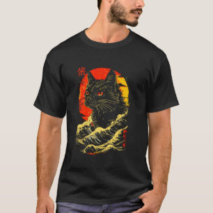 Catzilla Katze Japanische Kunst Lustige Katzen Ges T-Shirt