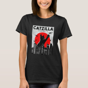 Catzilla Katze japanischer Sonnenuntergangsstil K T-Shirt