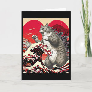 Catzilla Katze Valentine Japanische Kunst Lustiges Karte