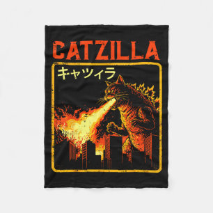 Catzilla Katzenmonster Lustige Japanische Parodie Fleecedecke