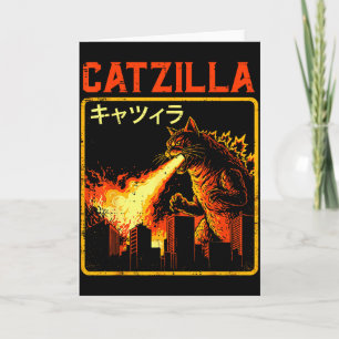 Catzilla Katzenmonster Lustige Japanische Parodie Karte