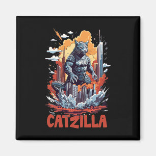 Catzilla Katzenstadt-Skyline Lustig Magnet