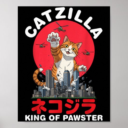 Catzilla King of Pawster Giant Cat zerstören Stadt Poster (Vorne)