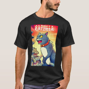 Catzilla Lustige Parodie Katze Kätzchen Haustier T-Shirt