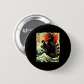 Catzilla Lustiger Japanischer Stil Button (Vorne & Hinten)
