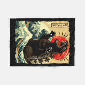 Catzilla lustiger japanischer Stil Fleecedecke (Vorderseite (Horizontal))