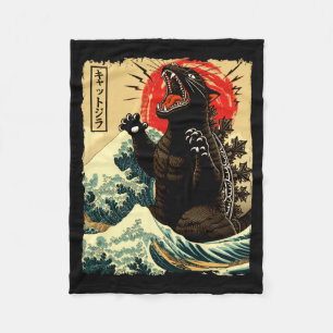 Catzilla lustiger japanischer Stil Fleecedecke