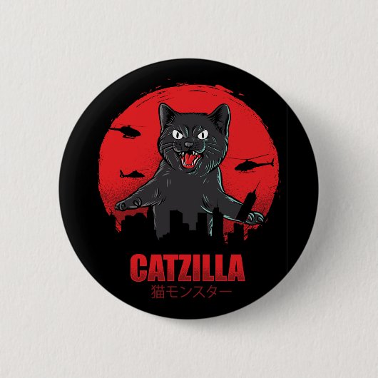 Catzilla Monster Cat Classic Round Button (Vorderseite)