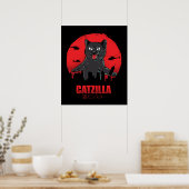 Catzilla Monster Cat Destroys Skycraper Gebäude Poster (Küche)