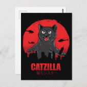 Catzilla Monster Cat Destroys Skycraper Gebäude Postkarte (Vorne/Hinten)