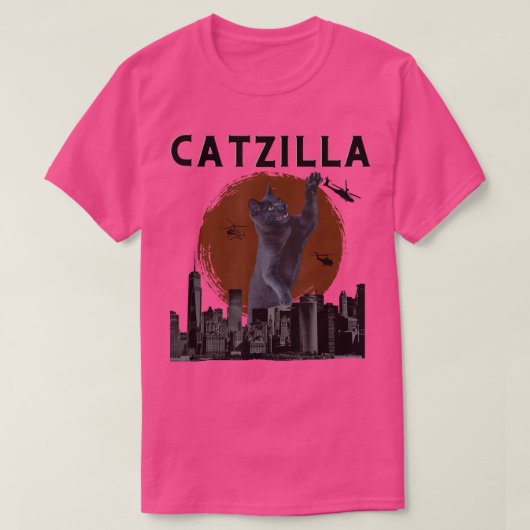 Catzilla Monster Cat Lover Funny Japanese Kitty Ki T-Shirt (Design vorne)