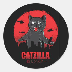 Catzilla Monster Cat Runder Aufkleber