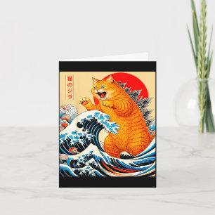 Catzilla orange Katze japanische Kunst für Männer Karte