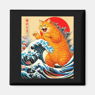 Catzilla orange Katze japanische Kunst für Männer  Magnet