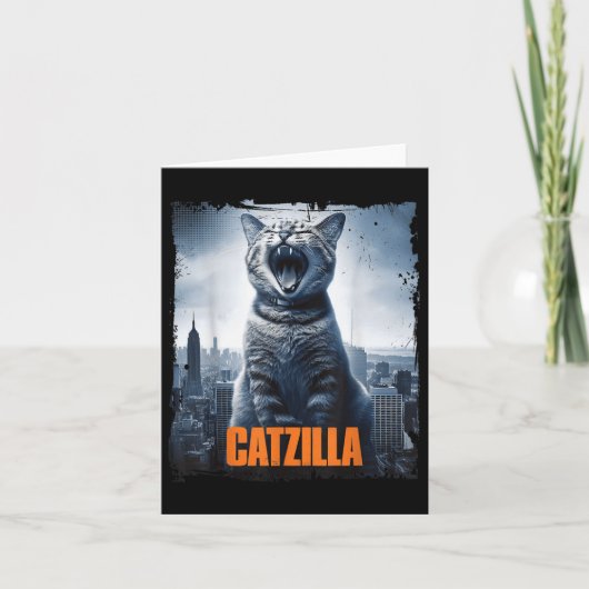Catzilla Roaming über City Skyline Cat Monster Kit Karte (Vorderseite)