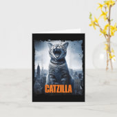Catzilla Roaming über City Skyline Cat Monster Kit Karte (Gelbe Blume)
