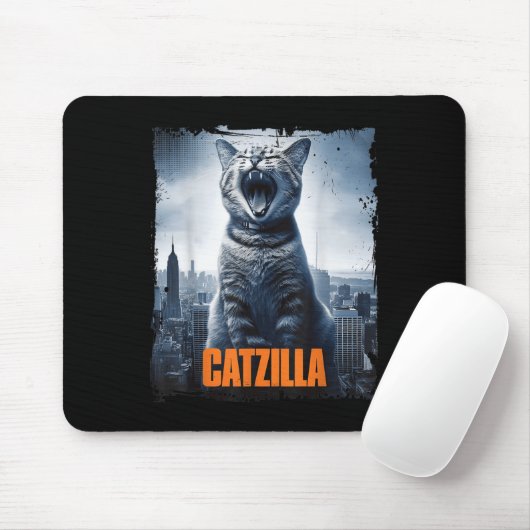 Catzilla Roaming über City Skyline Cat Monster Kit Mousepad (Mit Mouse)