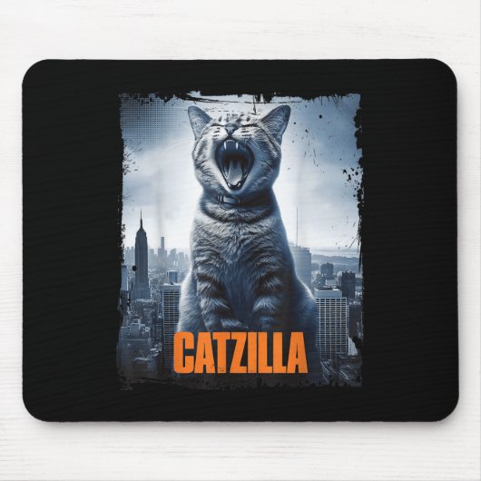 Catzilla Roaming über City Skyline Cat Monster Kit Mousepad (Vorne)