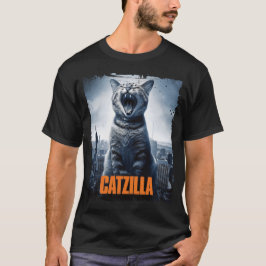 Catzilla Roaring über City Skyline Cat Monster T-Shirt