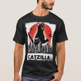 Catzilla Roaring über City Skyline Cat Monster T-Shirt