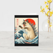 Catzilla Siamese Cat Japanese Art Funny Siamese Ca Karte (Gelbe Blume)