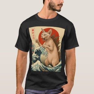 Catzilla Sphyn Katze Japanische Kunst Katzen Gesch T-Shirt